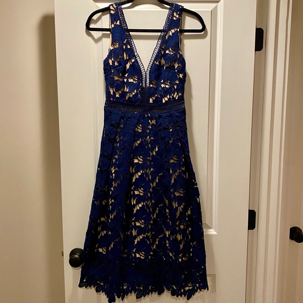 Romeo and Juliet Couture - Navy Blue Lace Dress